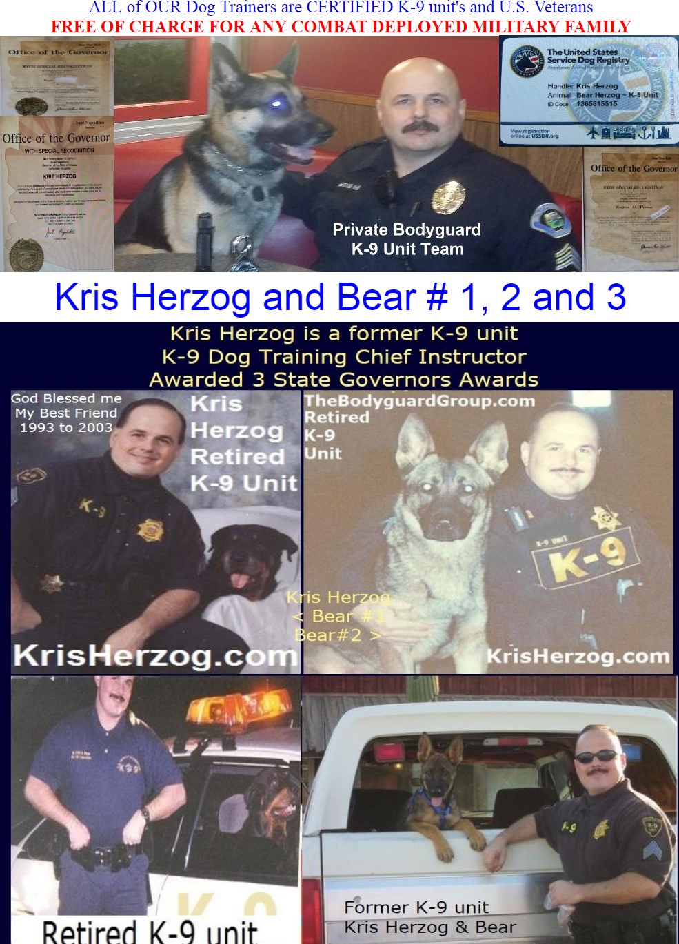 Kris Herzog, famous celebrity bodyguard Kris Herzog and Bear Herzog