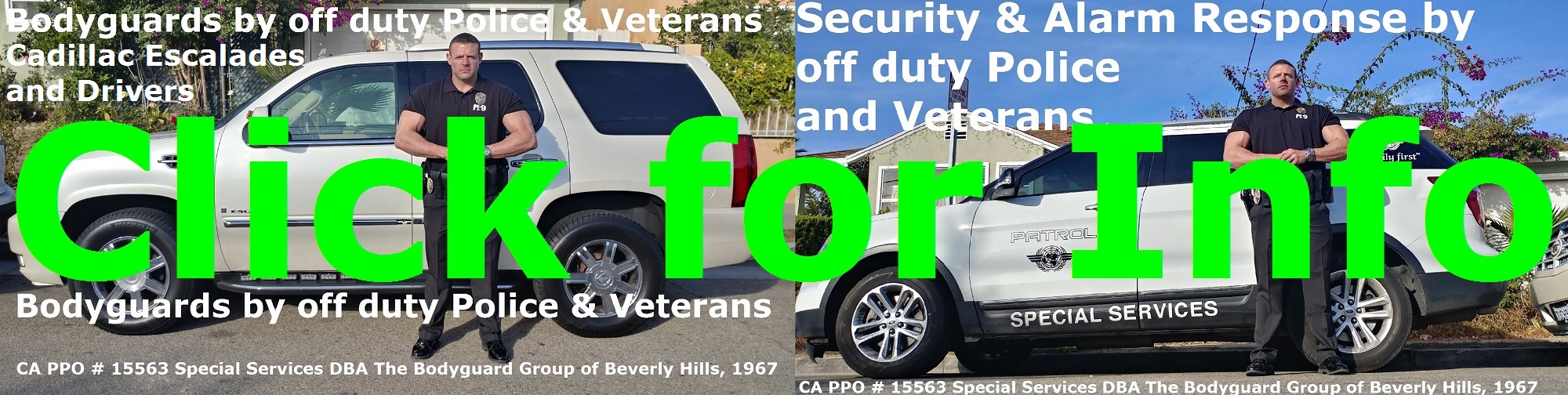 Beverly HIlls Security Patrol & Bodyguards, SST PPO 15563, Beverly Hills security bodyguards for hire, The Bodyguard Group of Beverly Hills, CA, 90210, Beverly HIlls alarm response by off duty Police