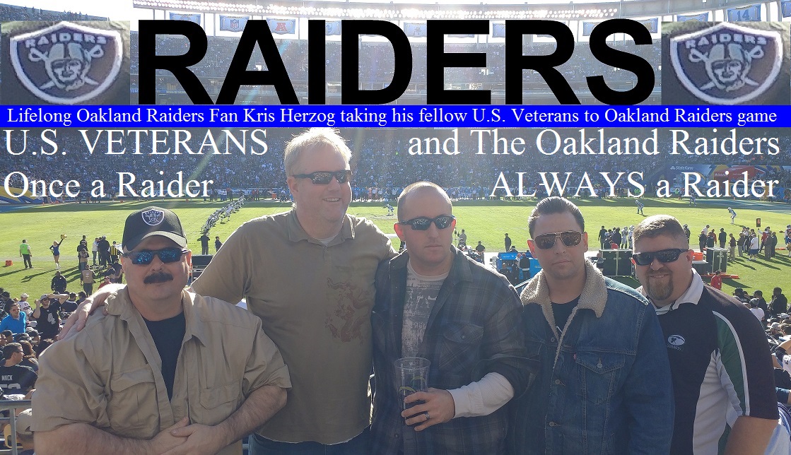 Lifelong Oakland Raiders Fan Kris Herzog taking his fellow U.S. Veterans to Oakland Raiders game
