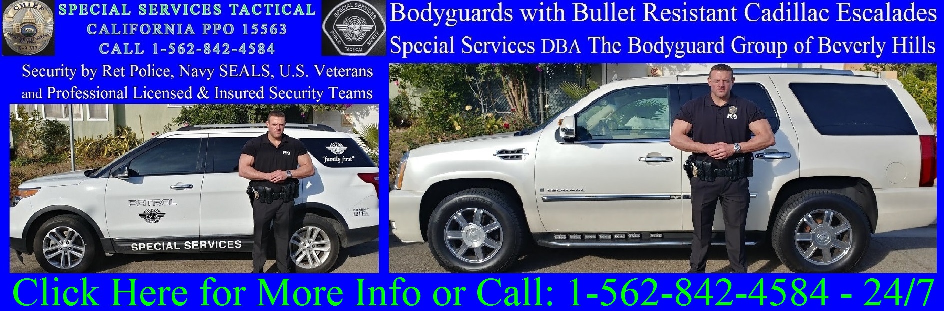 Special Services Tactical PPO 15563, famous celebrity bodyguard Kris Herzog of The Bodyguard Group of Beverly Hills security patrol, Beverly Hills security guards 90210