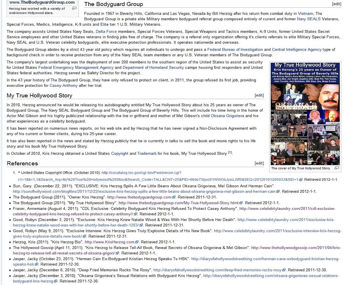 Wikipedia Kris Herzog Famous celebrity bodyguard Kris Herzog and The Bodyguard Group of Beverly Hills 90210