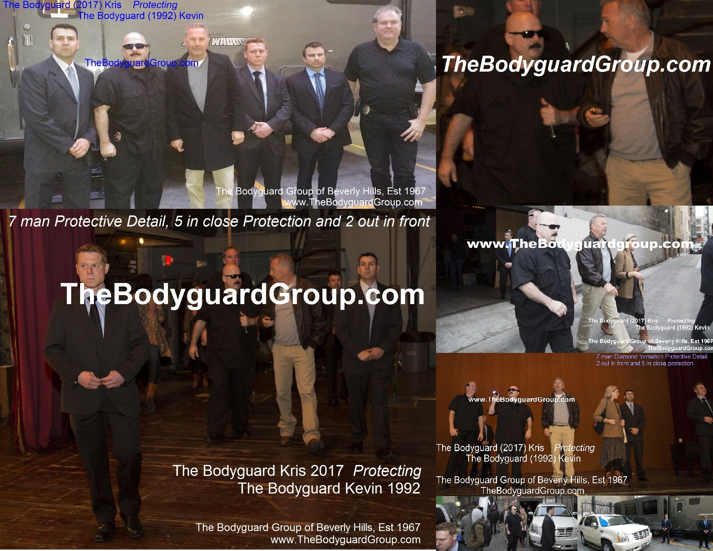 Famous Celebrity Bodyguards Kris Herzog and The Bodyguard Group of Beverly Hills 90210 Protecting Kevin Costner 2017