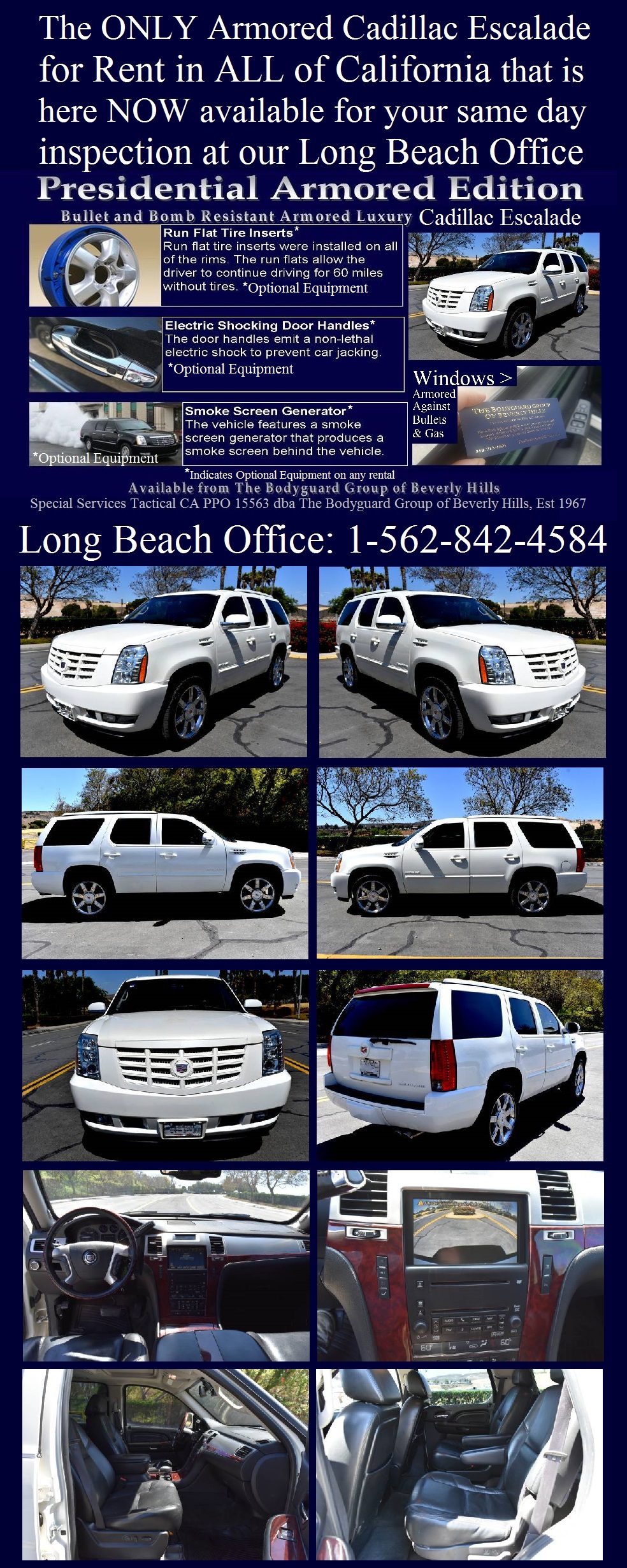 Armored cars for rent in Los Angeles and Protective detail armored cars for rent armored SUV for rent in Beverly Hills California 90210