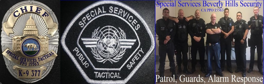 Special Services PPO 15563, The Bodyguard Group of Beverly Hills Security Patrol, Beverly Hills security guards services, Beverly Hills 90210 alarm response 90210