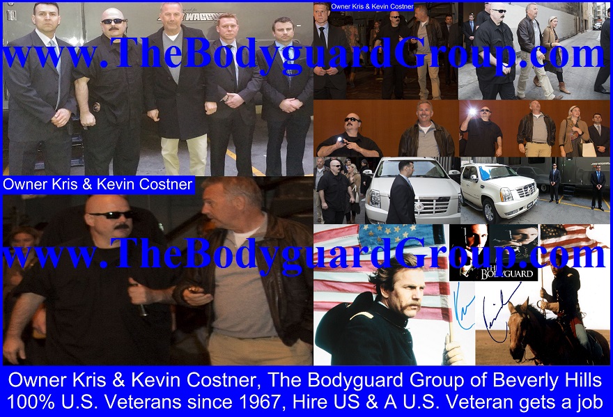 Kris Herzog and Kevin Costner, Kris Herzog owner The Bodyguard Group of Beverly Hills security 90210, U.S. Copyright MTHS by Kris Herzog