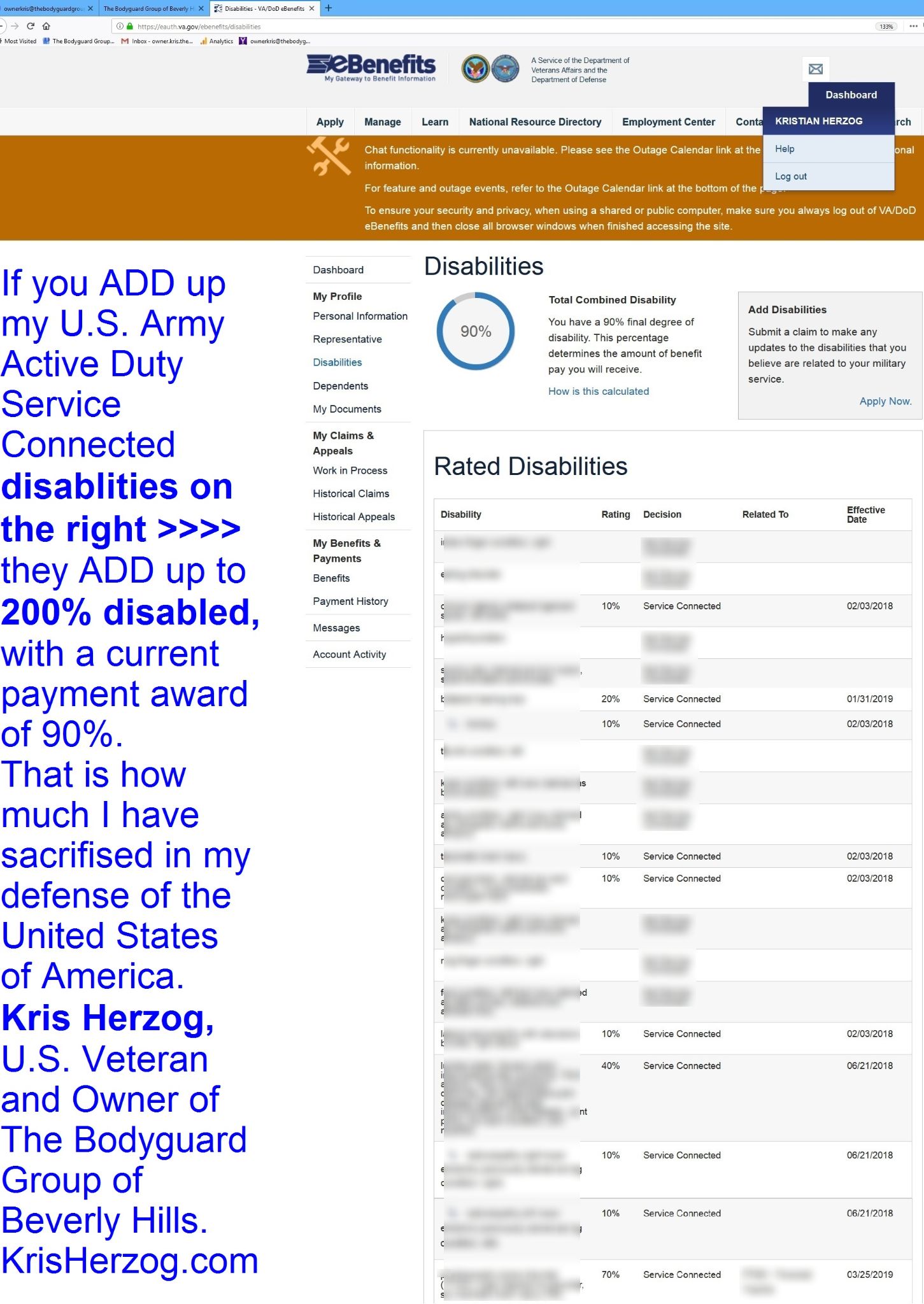 KRIS HERZOG U.S. VETERAN 2020 U.S. DEPT OF VETERANS AFFAIRS