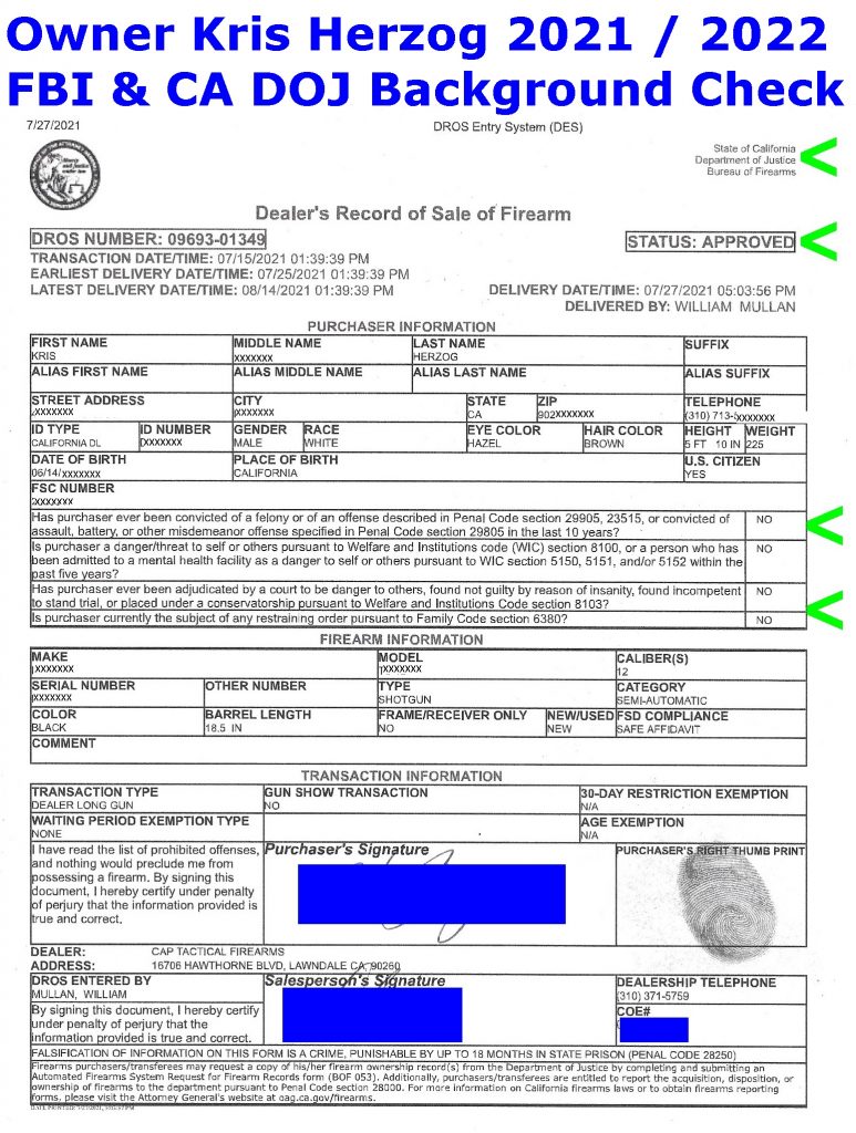 KRIS HERZOG FBI BACKGROUND CHECK