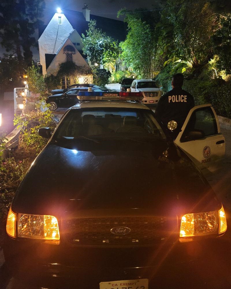 Beverly Hills best security off duty POLICE The Bodyguard group of Beverly Hills armed security 90210 Los Angeles 2022 police car for rent