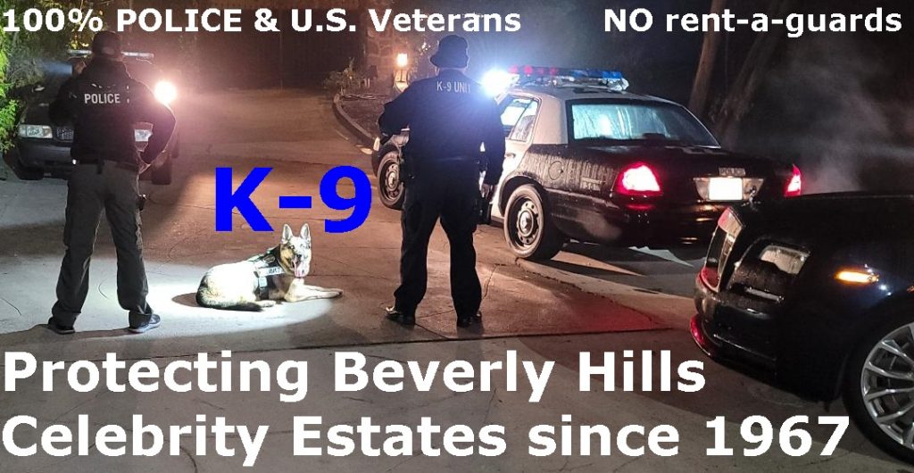 Beverly Hills security armed off duty POLICE and car for rent security The Bodyguard group of Beverly Hills best armed guards 90210 Los Angeles 2022 Kim Kardashian security