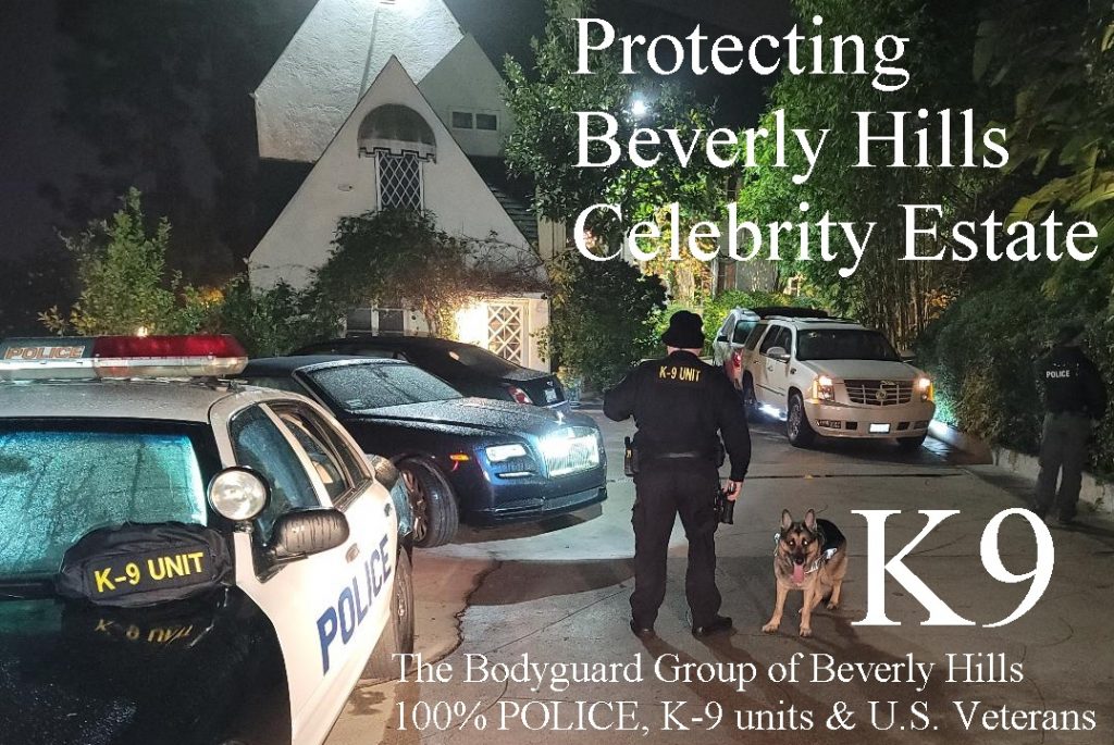 Beverly Hills security armed off duty POLICE and car for rent security The Bodyguard group of Beverly Hills best armed guards 90210 Los Angeles 2022 Kim Kardashian security