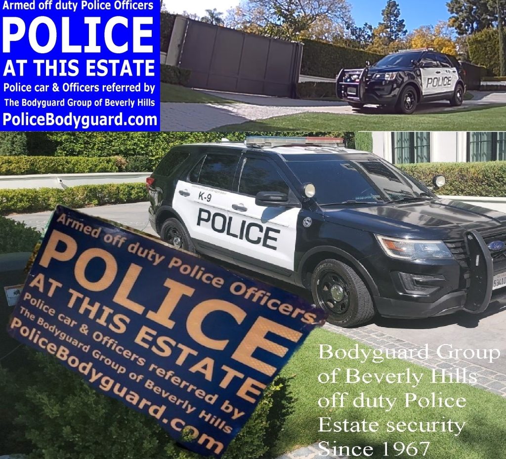 2023 The Bodyguard Group of Beverly Hills off duty police officers estate security guards 90210 Los Angeles celebrity estate armed security police cars for sale police cars for rent