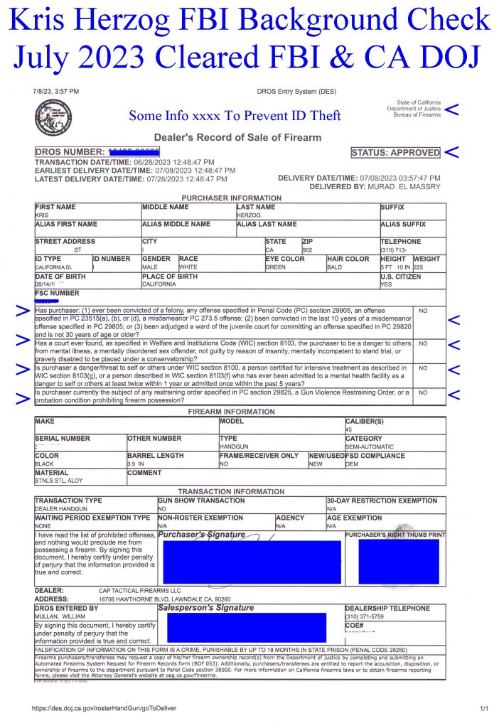 2023 KRIS HERZOG FBI BACKGROUND CHECK OWNER THE BODYGUARD GROUP OF BEVERLY HILLS SECURITY 90210
