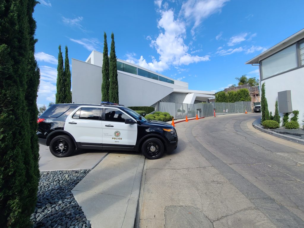 2024 off duty police officers security guards police car at your house. Beverly Hills security Kris Herzog The Bodyguard Group of Beverly Hills security 90210 Los Angeles off duty Police Kim Kardashian bodyguards estate armed security guards 2024