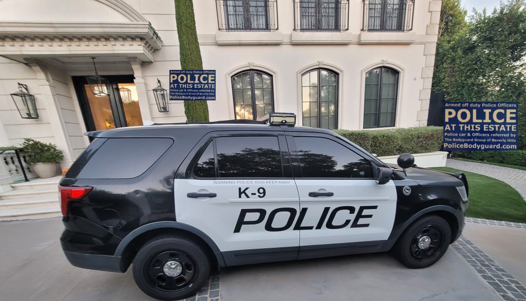 2024 The Bodyguard Group of Beverly Hills off duty police officers estate security guards 90210 Los Angeles celebrity estate armed security police cars for sale police cars for rent