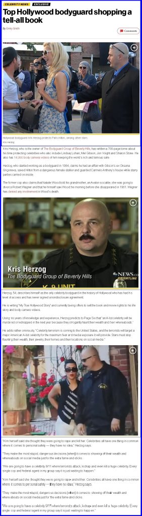 My True Hollywood Story book by Kris Herzog owner The Bodyguard Group of Beverly Hills security 90210 Kim Kardashian Kylie Jenner Taylor Swift 2025