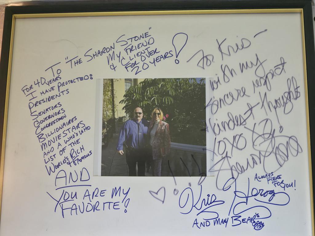 2026 Sharon Stone bodyguard Kris Herzog owner The Bodyguard Group of Beverly Hills security 90210 Taylor Swift Kim Kardashian 2027